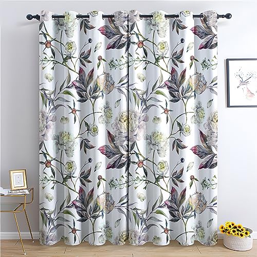 THYUNQ Vorhänge Blumen - Vorhang Blickdicht Verdunklungsvorhänge Thermovorhang, Gardinen mit Ösen, Vorhänge Wohnzimmer Schlafzimmer Fenster 2er Set, H 175 x B 140 cm von THYUNQ