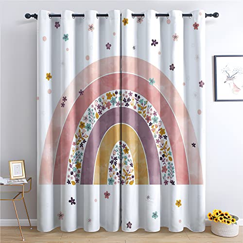 THYUNQ Vorhänge Regenbogen - Vorhang Blickdicht Verdunklungsvorhänge Thermovorhang, Gardinen mit Ösen, Vorhänge Wohnzimmer Schlafzimmer Fenster 2er Set, H 245 x B 140 cm von THYUNQ