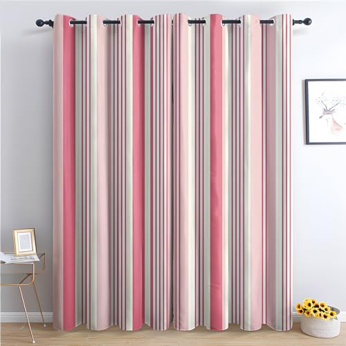THYUNQ Vorhänge Rosa Gestreift Motiv, Vorhang Blickdicht Verdunklungsvorhänge Thermovorhang mit Ösen, Gardinen Wohnzimmer Schlafzimmer Fenster, 2er Set Curtains, H 245 x B 140 cm THYUNQ Vorhänge Rosa Gestreift Motiv, Vorhang Blickdicht Verdunklungsvorhänge Thermovorhang mit Ösen, Gardinen Wohnzimmer Schlafzimmer Fenster, 2er Set Curtains, H 245 x B 140 cm von THYUNQ