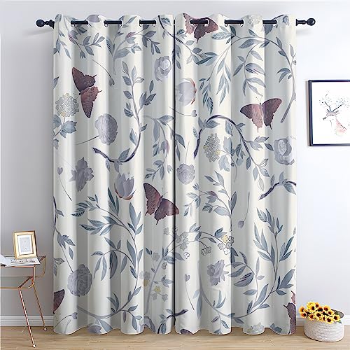 THYUNQ Vorhänge Schmetterlinge Blumen Motiv, Vorhang Blickdicht Verdunklungsvorhänge mit Ösen - Gardinen Wohnzimmer Schlafzimmer Fenster, 2er Set Curtains, H 220 x B 140 cm THYUNQ Vorhänge Schmetterlinge Blumen Motiv, Vorhang Blickdicht Verdunklungsvorhänge mit Ösen - Gardinen Wohnzimmer Schlafzimmer Fenster, 2er Set Curtains, H 220 x B 140 cm von THYUNQ