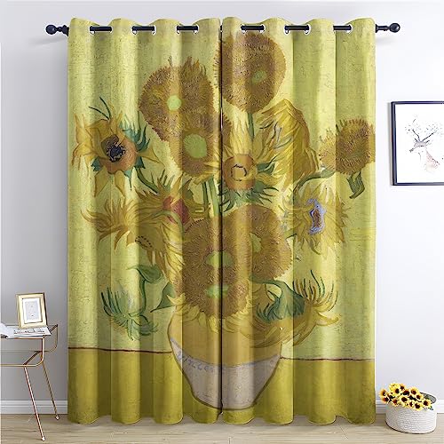 THYUNQ Vorhänge Van Gogh Sonnenblumen Motiv, Vorhang Blickdicht Verdunklungsvorhänge mit Ösen - Gardinen Wohnzimmer Schlafzimmer Fenster, 2er Set Curtains, H 160 x B 140 cm THYUNQ Vorhänge Van Gogh Sonnenblumen Motiv, Vorhang Blickdicht Verdunklungsvorhänge mit Ösen - Gardinen Wohnzimmer Schlafzimmer Fenster, 2er Set Curtains, H 160 x B 140 cm von THYUNQ
