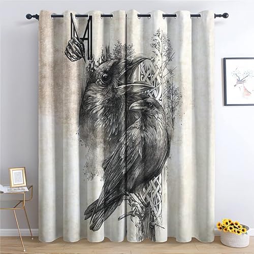 THYUNQ Vorhänge Wikinger Motiv, Vorhang Blickdicht Verdunklungsvorhänge mit Ösen - Gardinen Wohnzimmer Schlafzimmer Fenster, 2er Set Curtains, H 166 x B 75 cm THYUNQ Vorhänge Wikinger Motiv, Vorhang Blickdicht Verdunklungsvorhänge mit Ösen - Gardinen Wohnzimmer Schlafzimmer Fenster, 2er Set Curtains, H 166 x B 75 cm von THYUNQ