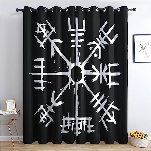 THYUNQ Vorhänge Wikinger Motiv, Vorhang Blickdicht Verdunklungsvorhänge mit Ösen - Gardinen Wohnzimmer Schlafzimmer Fenster, 2er Set Curtains, H 220 x B 140 cm THYUNQ Vorhänge Wikinger Motiv, Vorhang Blickdicht Verdunklungsvorhänge mit Ösen - Gardinen Wohnzimmer Schlafzimmer Fenster, 2er Set Curtains, H 220 x B 140 cm von THYUNQ