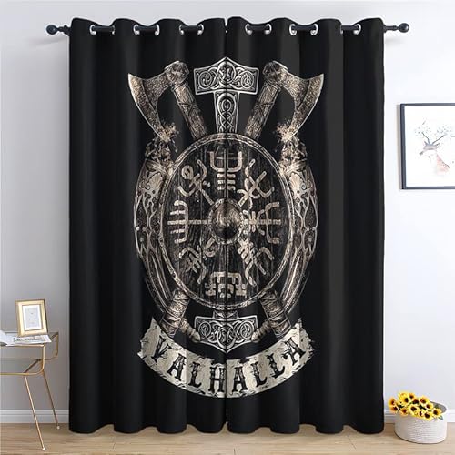 THYUNQ Vorhänge Wikinger Motiv, Vorhang Blickdicht Verdunklungsvorhänge mit Ösen - Gardinen Wohnzimmer Schlafzimmer Fenster, 2er Set Curtains, H 245 x B 140 cm THYUNQ Vorhänge Wikinger Motiv, Vorhang Blickdicht Verdunklungsvorhänge mit Ösen - Gardinen Wohnzimmer Schlafzimmer Fenster, 2er Set Curtains, H 245 x B 140 cm von THYUNQ