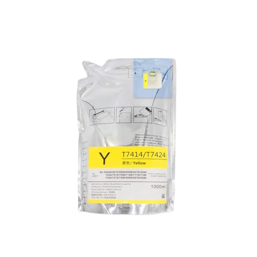 THgfdZX 1000ml T7411 T7414 T741X Farbstoff Sublimation Ink Pack kompatibel mit Surecolor F6330 F6000 F6070 F6200 F6270 F7000 F7070 F9200 Drucker(Yellow add chip) von THgfdZX