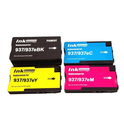 THgfdZX Kompatible Inkjet -Tintenpatrone 937 937E Kompatibel mit OfficeJet Pro 9110b 9117b 9120b 9130b Drucker(BKCMY-4COLORS) von THgfdZX