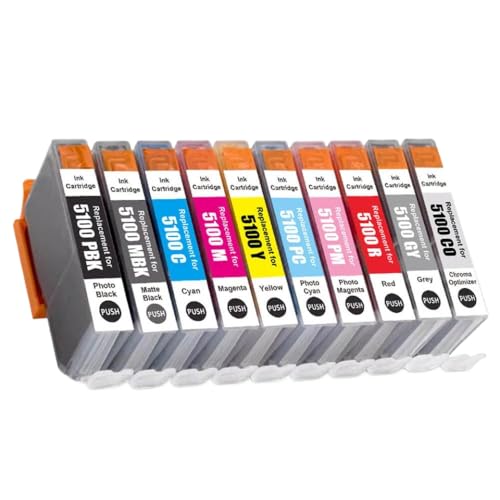 THgfdZX Kompatible Inkjet-Tintenpatrone PFI5100 PFI-5100 PFI 5100 Kompatibel mit ImagePrograf Pro-310-Drucker(One Set 10colors) von THgfdZX