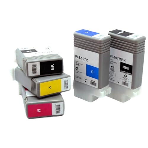 THgfdZX Kompatible Tintenstrahlpatrone PFI107 PFI 107 PFI-107 Kompatibel mit IPF670 IPF680 IPF685 IPF780 IPF785 Drucker(One Set 5 Colors) von THgfdZX