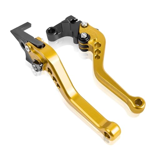 THikk Compatible With FZ6 FZ 6 FAZER 2004-2010 XJ6 FZ6R 2009-2020 FZ8 2011-2015 Kurze Und Lange BremskupplungshebelMotorrad Griffe Hebel Brake Clutch Levers(Short gold) von THikk