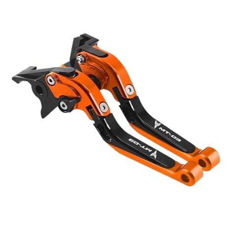 THikk For MT-01 MT-03 Mt-01 Mt-03 Einstellbarer Bremshebel Motorrad Klappbarer Ausziehbarer Bremskupplungshebel Griffgriffe Zubehör Brake Clutch Levers(MT-03 Orange) von THikk