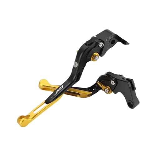 THikk R1 Bremskupplungshebel Compatible With YZFR1 YZF-R1 R1M R1S 2004-2024 Motorrad Verstellbare Faltbare Erweiterungssteuergriffe Brake Clutch Levers(R1 04-08 Gold) von THikk