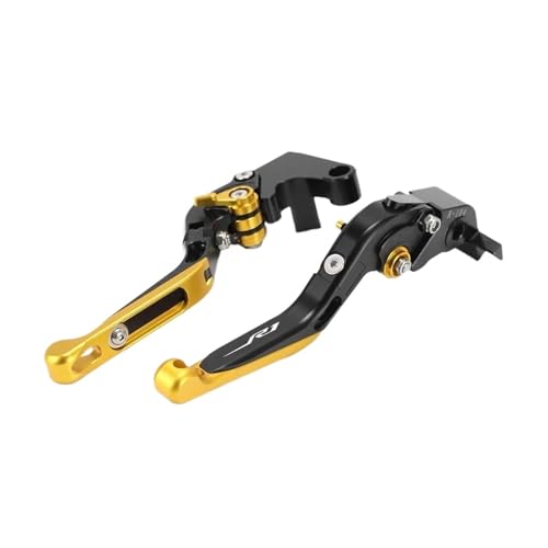 THikk R1 Bremskupplungshebel Compatible With YZFR1 YZF-R1 R1M R1S 2004-2024 Motorrad Verstellbare Faltbare Erweiterungssteuergriffe Brake Clutch Levers(R1 09-14 Gold) von THikk