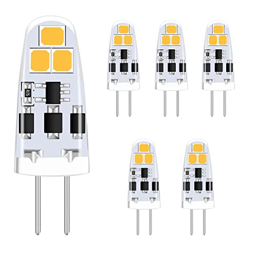 TIAFELNGLY Dimmbar G4 LED Lampen 2W, Kein Flimmern 12V G4 LED Warmweiss Energiesparende Glühbirnen AC/DC 12-24V 360 Grad Winkel Birne G4-6er Pack von TIAFELNGLY