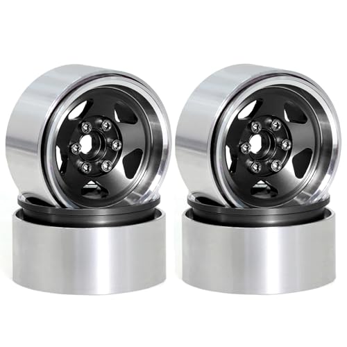 TIAJTHYD For RC-Auto, 4 Stück 1,9 Zoll Beadlock RC-Felgensatz, Radnabe for 1:10 RC Crawler-Auto Axial SCX10 II 90046 SCX10 III AXI03007 TRX4(4pc black) von TIAJTHYD