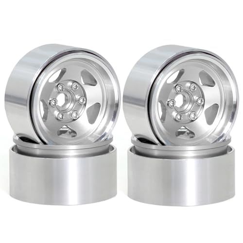 TIAJTHYD For RC-Auto, 4 Stück 1,9 Zoll Beadlock RC-Felgensatz, Radnabe for 1:10 RC Crawler-Auto Axial SCX10 II 90046 SCX10 III AXI03007 TRX4(4pc white) von TIAJTHYD