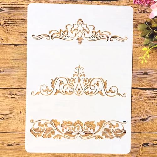 TIAMECH Wiederverwendbare Blumenschablone zum Malen, Möbellinien, Schichtvorlage, DIY-Wandkunst, Holzmöbel, Scrapbook und Handwerk, A4 (21,1 x 29,7 cm) von TIAMECH