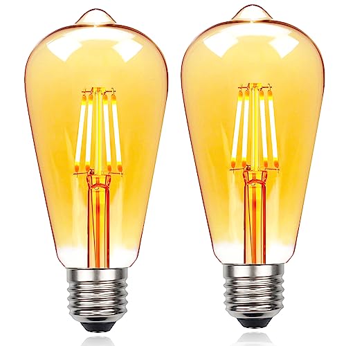 TIANFAN 2er Pack Led Birnen ST64 Edison Birne 8W Warmth Glow Vintage Dekorative Glühbirne (8) von TIANFAN