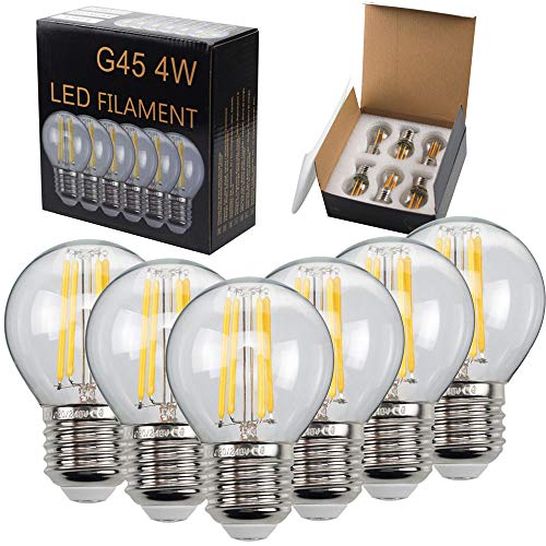 TIANFAN 6-Pack Led Bulb G45 2700K Warm White Globe Led Filament Bulb E27 220/240V Edison Bulb Chandelier Light Bulb 4Watt von TIANFAN