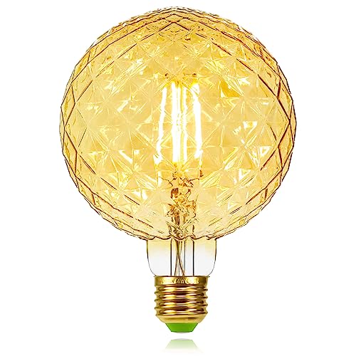 TIANFAN LED-Birnen Vintage 4 W 2700 K warmweiße Kristall-LED-Glühbirne 220/240 V Edison-Schraube E27-Sockel Crystal Spezial-dekorative Glühbirne φ125mm (Golden) von TIANFAN