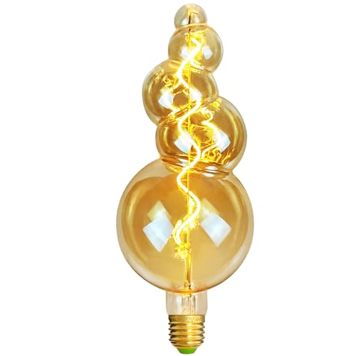 TIANFAN LED Birnen Vintage 4W Diammable 2000Kelvin Super Warm Big Globe LED Birne 220/240V Edison Schraube E27 Sockel Spezielle dekorative Glühbirne G125 (Golden) von TIANFAN