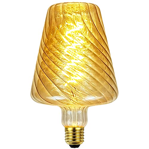 TIANFAN LED Birnen Vintage 4W Diammable 2000Kelvin Super Warm Swirl-Textur LED Birne 220/240V Edison Schraube E27 Sockel Spezielle dekorative Glühbirne (Golden) von TIANFAN