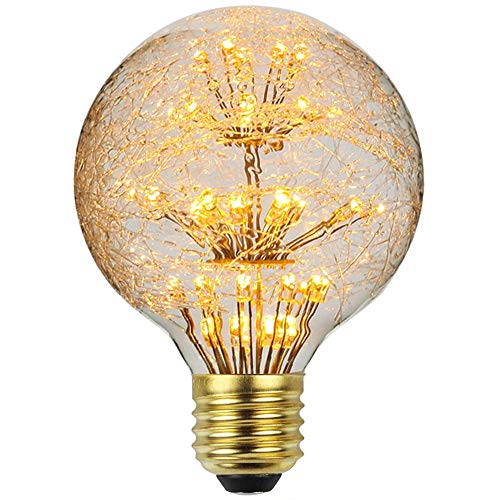 TIANFAN LED Glühbirne Vintage Glühbirne RGB Glühbirne Fiberglas Feuerwerk Glühbirne Deko Warmes Licht E27 220/240V E27 (G80) von TIANFAN