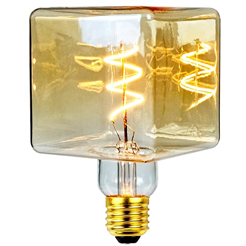 TIANFAN LED-Glühbirnen Vintge Glühbirne Ice Cube φ95mm 4W Dimmbare Edison-Glühbirne 220-240V E27 Spezielle dekorative Glühbirnen (Golden) von TIANFAN