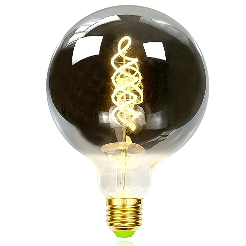 TIANFAN LED-Lampen Vintage Glühbirne 4W Dimmbares Rauchglas 2700K Warmweiße Edison-Schraube E27 Sockel 220 / 240V Dekorative Lampen (G125) von TIANFAN