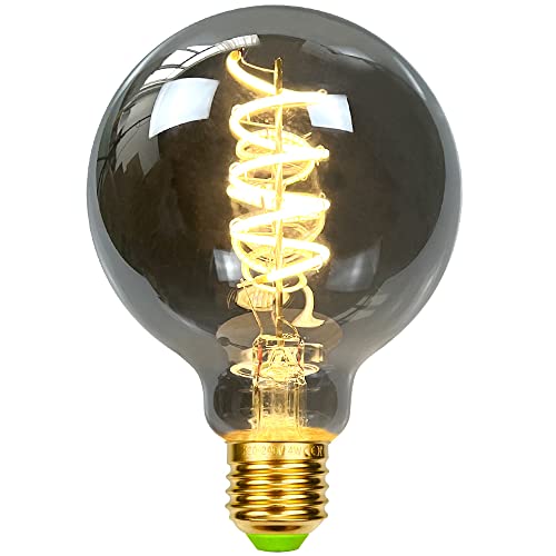 TIANFAN LED-Lampen Vintage Glühbirne 4W Dimmbares Rauchglas 2700K Warmweiße Edison-Schraube E27 Sockel 220 / 240V Dekorative Lampen (G80) von TIANFAN