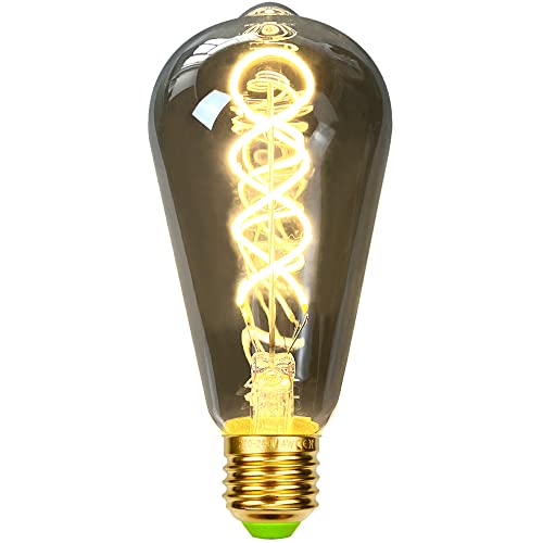 TIANFAN LED-Lampen Vintage Glühbirne 4W Dimmbares Rauchglas 2700K Warmweiße Edison-Schraube E27 Sockel 220 / 240V Dekorative Lampen (ST64) von TIANFAN