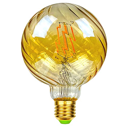 TIANFAN LED-Birnen Vintage 4 W 2700 K warmweiße Kristall-LED-Glühbirne 220/240 V Edison-Schraube E27-Sockel Spezial-dekorative Glühbirne (G95 Swirl Golden) (Golden) von TIANFAN