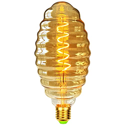 TIANFAN Led Birnen φ95mm Puppe Vintage Glühbirne 4W Dimmbare Spirale Filament Riesige Edison Birne 220-240V E27 Spezielle dekorative Glühbirne Golden von TIANFAN