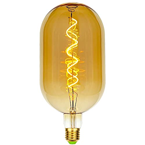 TIANFAN Led Birnen T140 Vintage Glühbirne 4W Dimmbare Spirale Filament Riesige Edison Birne 220-240V E27 Spezielle dekorative Glühbirne Golden von TIANFAN