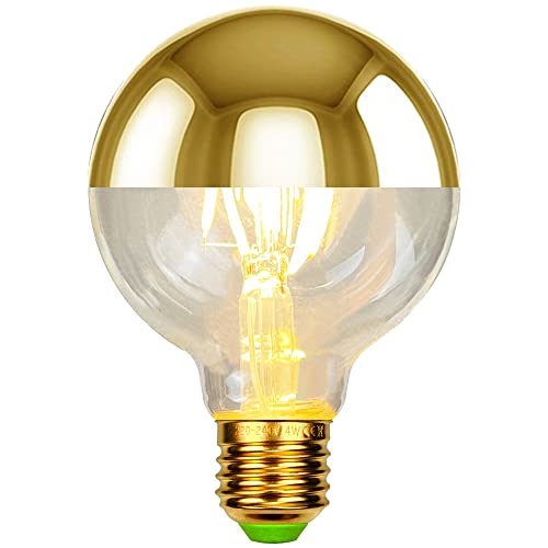 TIANFAN Led Birnen Vintage Glühbirne G80 Halbspiegel 4W Dimmbar 2700Kelvin Spezielle dekorative Edison Glühbirne (Golden) von TIANFAN