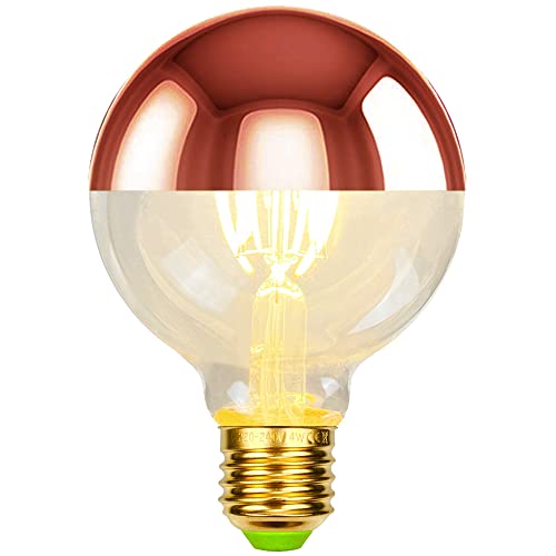 TIANFAN Led Birnen Vintage Glühbirne G80 Halbspiegel 4W Dimmbar 2700Kelvin Spezielle dekorative Edison Glühbirne (Roségold) von TIANFAN