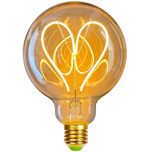 TIANFAN Led Glühbirnen G95 Heart Vintage Glühbirne 4W Dimmbar 220 / 240V E27 Edison Glühbirne Led Glühbirne Spezialität Dekorative Ligth Glühbirne Wärme Glow (Golden) von TIANFAN