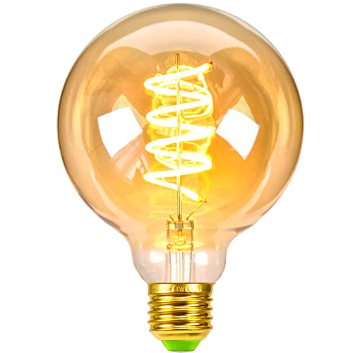 TIANFAN Vintage LED-Lampen 4W dimmbar unregelmäßig geformte 220 / 240V Edison Schraube E27 Basis Spezialität dekorative antike Glühbirne (G95 Spiral) von TIANFAN