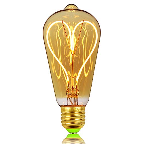 TIANFAN Vintage LED-Lampen 4W dimmbar unregelmäßig geformte 220 / 240V Edison Schraube E27 Basis Spezialität dekorative antike Glühbirne (ST64 Heart) von TIANFAN