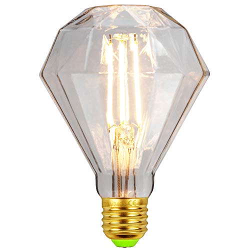 TIANFAN LED-Birnen Vintage 4 W 2700 K warmweiße Kristall-LED-Glühbirne 220/240 V Edison-Schraube E27-Sockel Spezial-dekorative Glühbirne Diamant φ95mm (Transparent) von TIANFAN