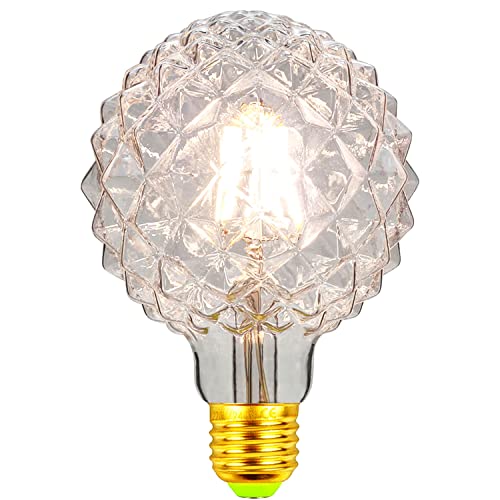 TIANFAN LED-Birnen Vintage 4 W 2700 K warmweiße Kristall-LED-Glühbirne 220/240 V Edison-Schraube E27-Sockel Spezial-dekorative Glühbirne G95 Ananas (Transparent) von TIANFAN