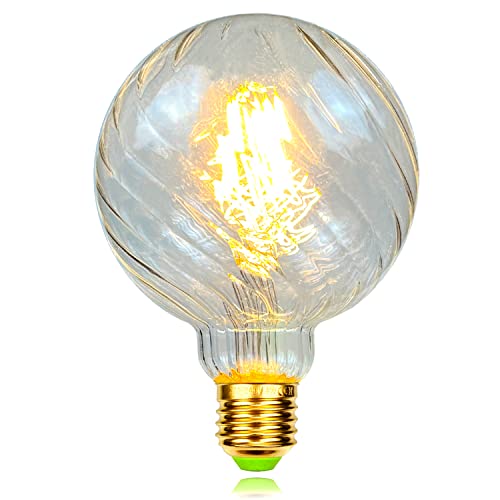 TIANFAN LED-Birnen Vintage 4 W 2700 K warmweiße Kristall-LED-Glühbirne 220/240 V Edison-Schraube E27-Sockel Spezial-dekorative Glühbirne G95 Swirl Transparent von TIANFAN