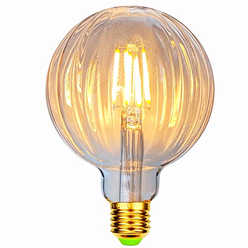 TIANFAN LED-Birnen Vintage 4 W 2700 K warmweiße Kristall-LED-Glühbirne 220/240 V Edison-Schraube E27-Sockel Spezial-dekorative Glühbirne G95 Melon (Transparent) von TIANFAN