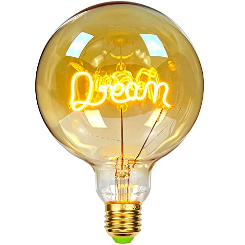 TIANFAN Vintage-Glühbirnen, LED-Glühbirne, 4 W, dimmbar, Liebes-/Heim-Buchstabe, dekorative Glühbirnen, 220/240 V, E27, Tischlampe (Dream) von TIANFAN
