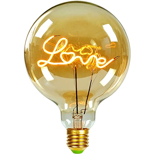 TIANFAN Vintage-Glühbirnen, LED-Glühbirne, 4 W, dimmbar, Liebes-/Heim-Buchstabe, dekorative Glühbirnen, 220/240 V, E27, Tischlampe (Love) von TIANFAN