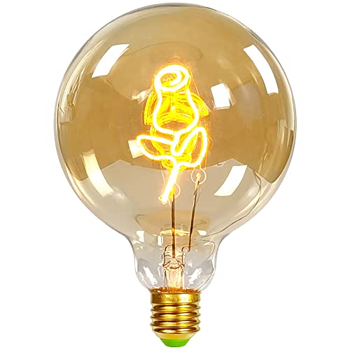 TIANFAN Vintage-Glühbirnen, LED-Glühbirne, 4 W, dimmbar, Liebes-/Heim-Buchstabe, dekorative Glühbirnen, 220/240 V, E27, Tischlampe (Rose) von TIANFAN