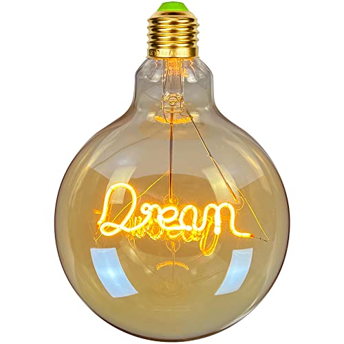 TIANFAN Vintage LED-Lampen Big Globe G125 4W 220 / 240V Alphabete Spezial dekorative Glühbirne Super Yellow Warm (Dream) von TIANFAN