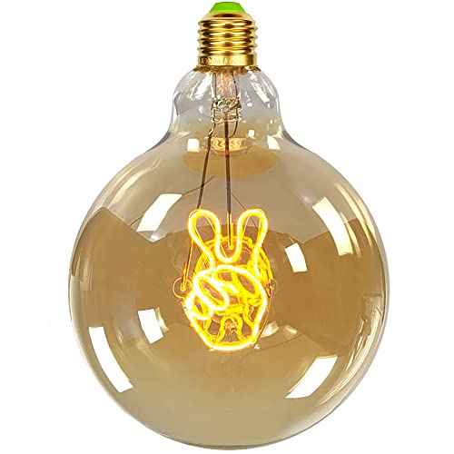 TIANFAN Vintage LED-Lampen Big Globe G125 4W 220 / 240V Alphabete Spezial dekorative Glühbirne Super Yellow Warm (Finger) von TIANFAN