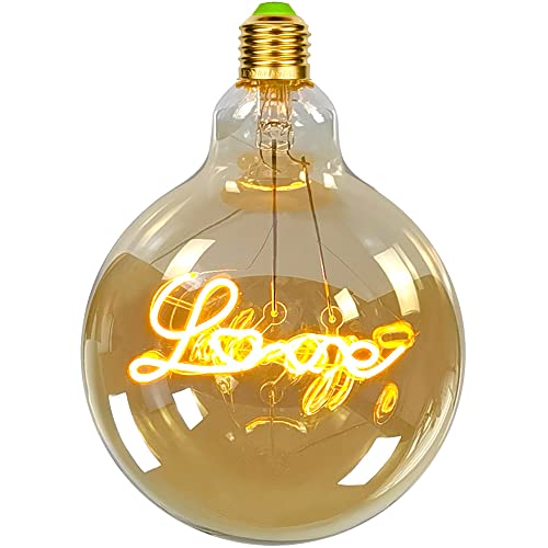 TIANFAN Vintage LED-Lampen Big Globe G125 4W 220 / 240V Alphabete Spezielle dekorative Glühbirne Super Yellow Warm (Love) von TIANFAN