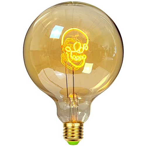 TIANFAN Vintage Led Birne G125 Big Globe 4W Dimmbar Edison Dekorative Glühbirne 220V-240V E27 Tischlampe Lichtquelle Skelett von TIANFAN