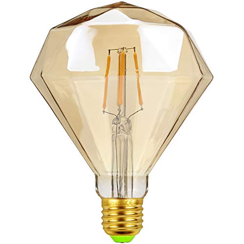 Tianfan LED-Glühbirne, Vintage-Diamantenform, 4 W, 220 / 240 V, E27, 2500 K, Warmweiß von TIANFAN